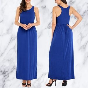 Royal Blue Racerback Sleeveless Maxi with Pockets